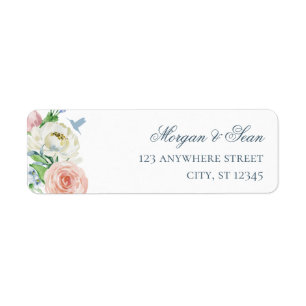 Watercolor Floral Hummingbird Return Address Label