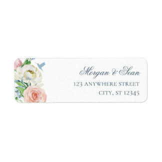 Watercolor Floral Hummingbird Return Address Label