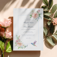 Watercolor Floral Hummingbird Seersucker Wedding