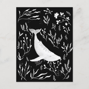 Watercolor Floral Humpback Whale  Postcard