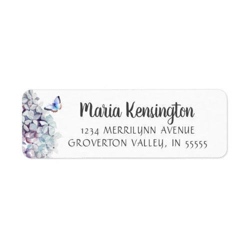 Watercolor Floral Hydrangea Handwritten Script Label