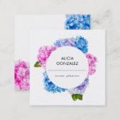 Watercolor Floral Hydrangea Square Business Card (Front/Back)
