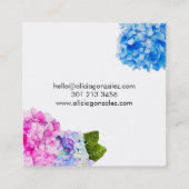 Watercolor Floral Hydrangea Square Business Card (Back)