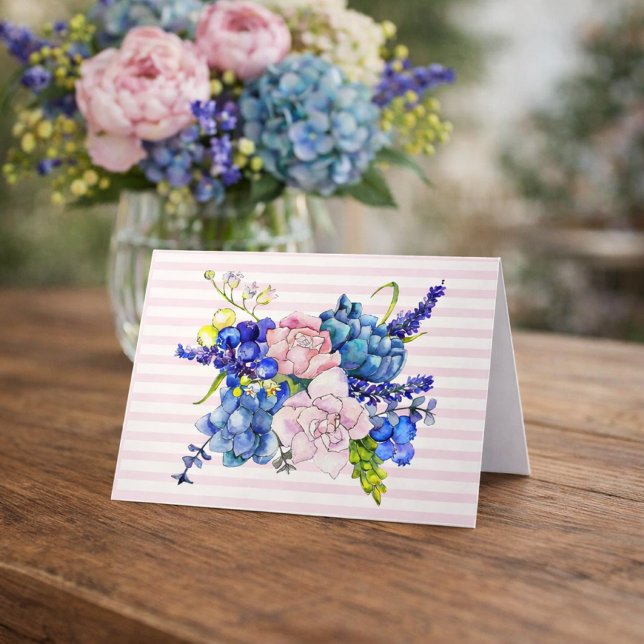 Watercolor Floral Hydrangeas Peonies Card (Creator Uploaded)