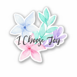 Watercolor Floral I Choose Joy Sayings Sticker