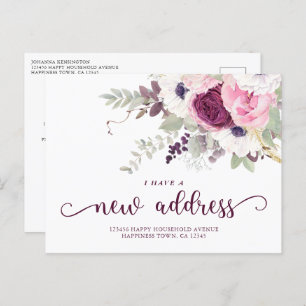 Watercolor Floral I Have A New Address Moving Anno Announcement Postcard