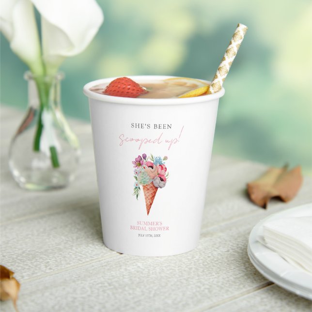 Watercolor Floral Ice Cream Bridal Shower  Paper Cups (Insitu)