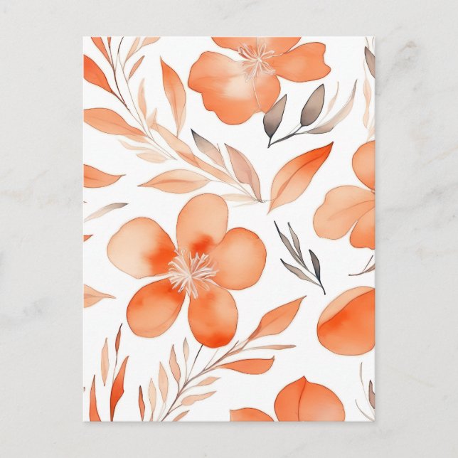 Watercolor Floral illustration orange Postcard (Front)
