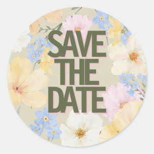 Watercolor Floral Illustration Wedding Classic Round Sticker