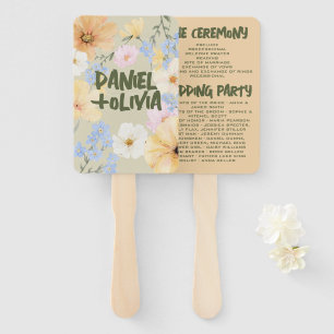 Watercolor Floral Illustration Wedding Programs Hand Fan