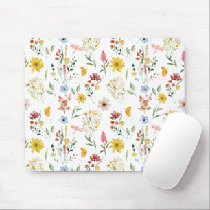Watercolor Floral Illustration Wild Flowers Mouse Pad