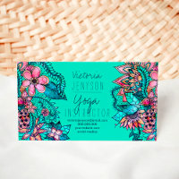 Watercolor floral illustration yoga instructor 2 business card