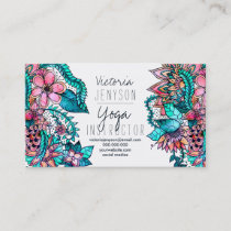 Watercolor floral illustration yoga instructor business card