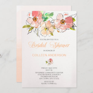 Watercolor Floral Impression Bridal Shower Invite