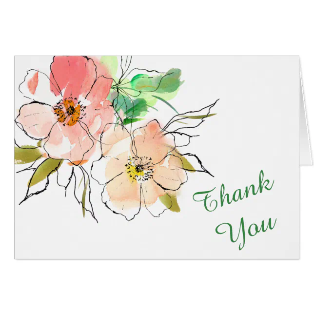 Watercolor Floral Impressions Thank You | Zazzle