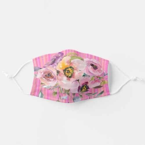 Watercolor Floral in Lavender Pink and Peach Adult Cloth Face Mask