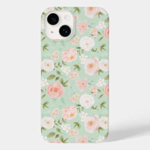 Watercolor Floral in Pink and Peach Case_Mate iPhone 14 Case