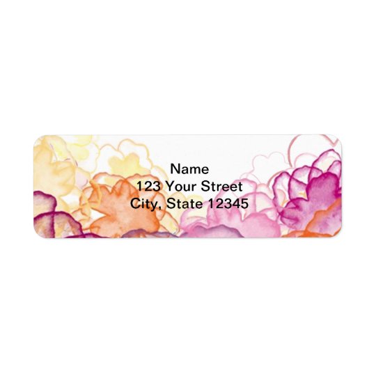 Watercolor Floral in Pink, Purple, and Orange Label