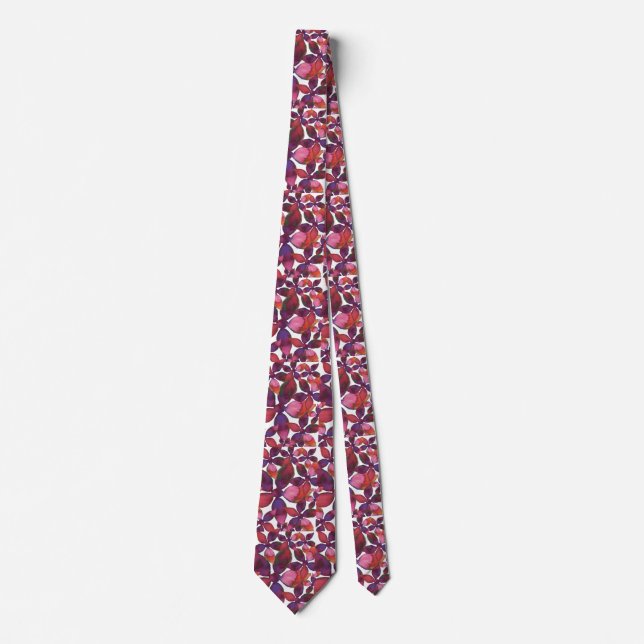 Watercolor Floral in Pinks Reds & Purples Neck Tie (Front)