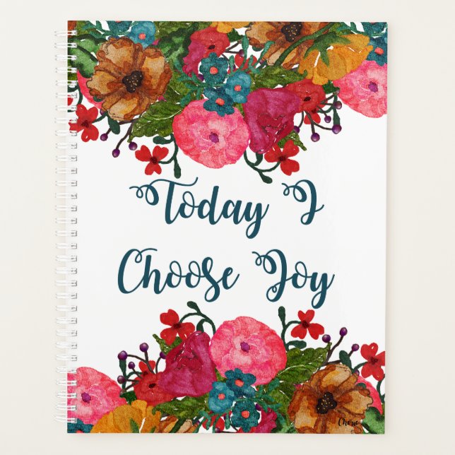 Watercolor Floral | Inspirational | Choose Joy Planner (Front)