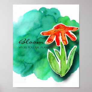Watercolor Floral Inspirational Cutout Collage Poster