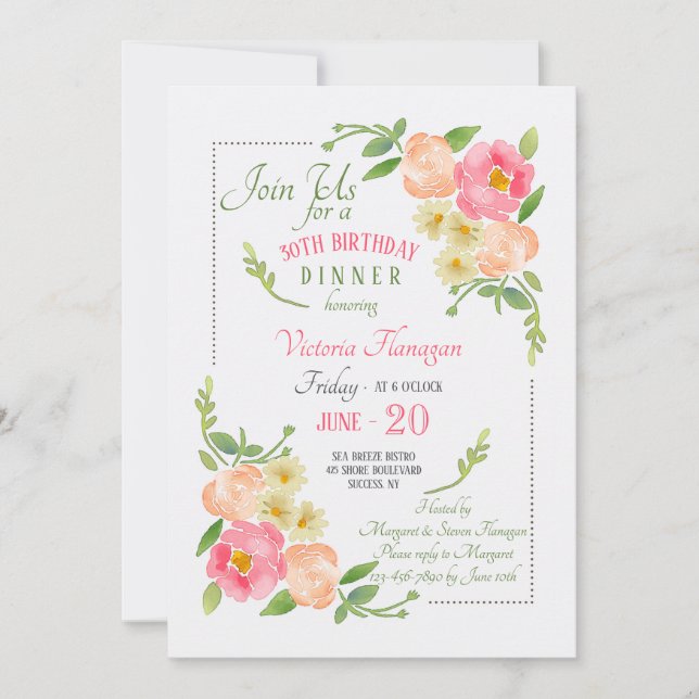 Watercolor Floral Invitation (Front)