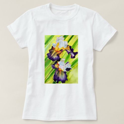 Watercolor floral iris flower T_Shirt