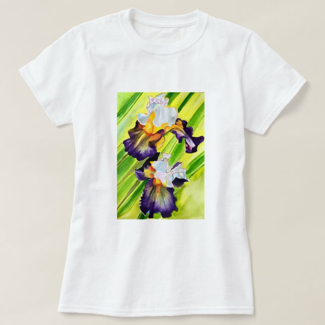 Watercolor floral iris flower T-Shirt (Design Front)