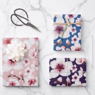 Watercolor Floral Japanese Cherry Blossom Pattern 