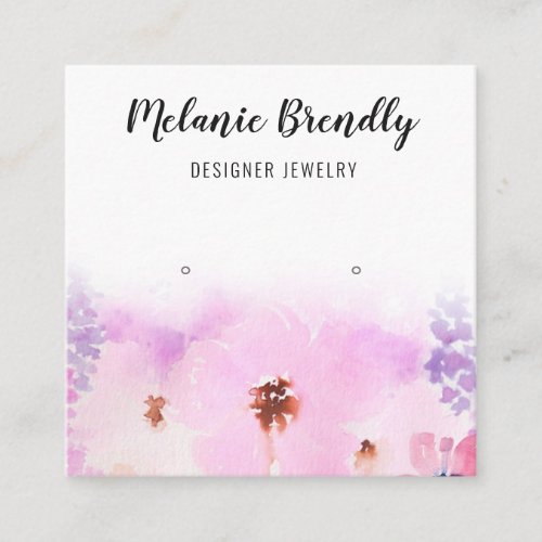 Watercolor Floral Jewelry Earring Display  Square Business Card