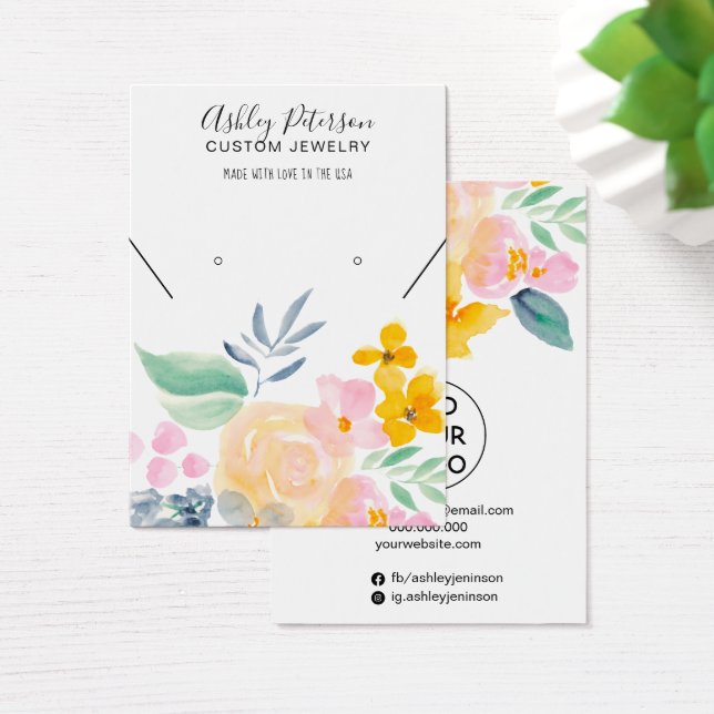 Watercolor floral jewelry earring necklace display (Desk)