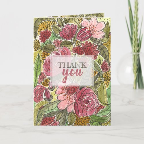 Watercolor Floral Kindness and Signature Thank You Card