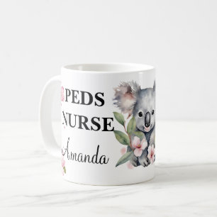Watercolor Floral Koala Bear Custom Nurse  Coffee Mug
