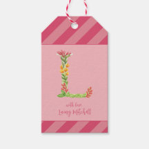 Watercolor Floral 'L' Monogram Favor Tag
