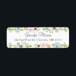 Watercolor Floral Label<br><div class="desc">A beautiful return address label with watercolor white, pink, blue, purple and green flowers and foliage. The text is in grey. So pretty!</div>