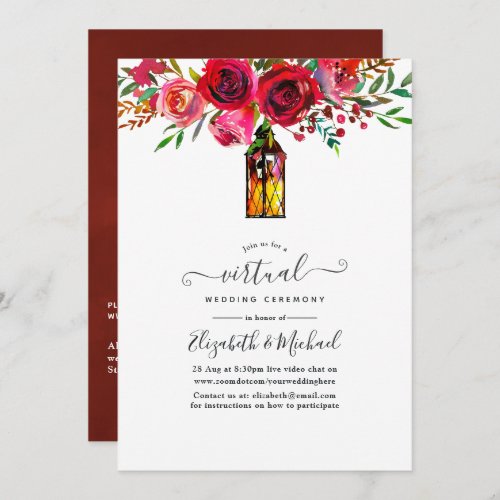 Watercolor Floral Lantern Online Virtual Wedding Invitation