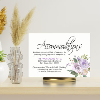 Watercolor Floral Lavender Accommodations Inserts by UniqueWeddingShop at Zazzle