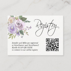 Watercolor Floral Lavender Lilac Wedding REGISTRY Enclosure Card
