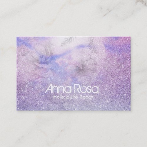  Watercolor Floral Lavender Magenta Glitter Business Card