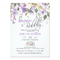 Watercolor Floral Lavender Purple Bridal Brunch Invitation