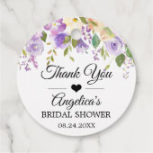 Watercolor Floral Lavender Purple Bridal Shower Favor Tags (Back)