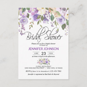 Lavender Roses Brides Bundle Digital Printable LF1 Personalized Purple Floral Invite Lilac Bachelorette Bridal Shower Invitation Suite