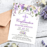 Watercolor Floral Lavender Purple Confirmation Invitation at Zazzle