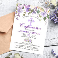 Watercolor Floral Lavender Purple Confirmation
