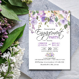 Watercolor Floral Lavender Purple ENGAGEMENT PARTY Invitation