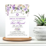 Watercolor Floral Lavender Purple Star Bat Mitzvah Invitation<br><div class="desc">Simply elegant floral rustic bouquet design in watercolor (watercolour) green greenery,  lavender,  purple,  violet,  lilac,  blush pink,  peach,  white flower roses / peony on white background and dark green sage letters.  Delicate BAT MITZVAH invitations for girl.  Star of David in middle.</div>