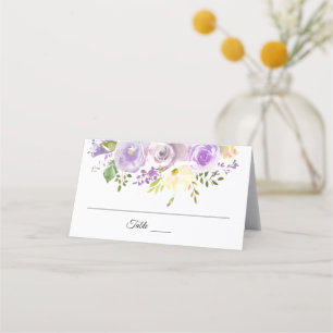 Watercolor Floral Lavender Purple Wedding Place Card