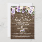 Watercolor Floral Lavender Rustic Bridal Shower Invitation (Front)