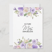 Watercolor Floral Lavender Rustic Bridal Shower Invitation (Back)