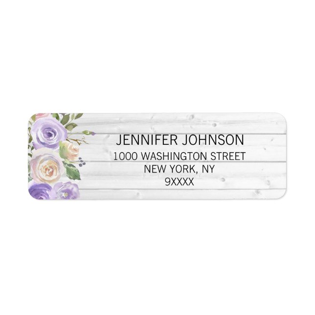 Watercolor Floral Lavender Rustic Bridal Shower Label (Front)